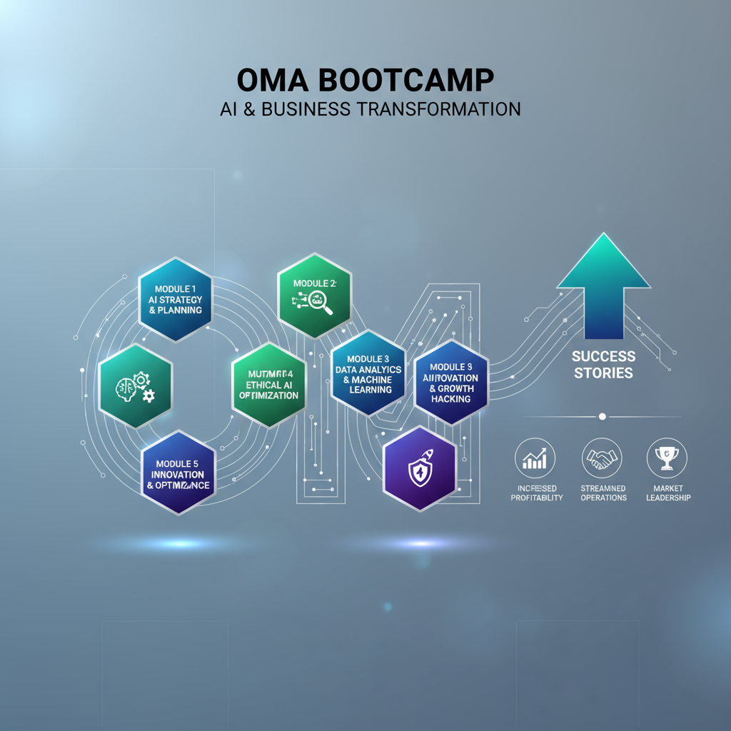 A graphic illustrating the OMA Bootcamp modules or success stories