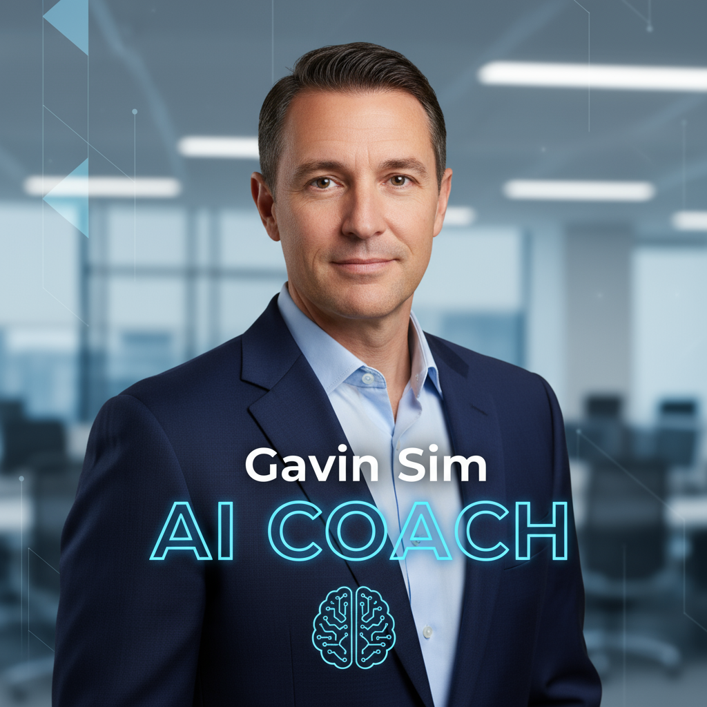Professional headshot of Gavin Sim with 'AI Coach' overlay